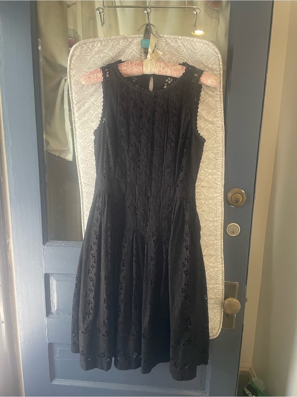 J. Crew Black Sleeveless Eyelet Midi Dress